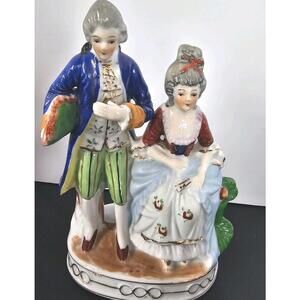 Vintage Porcelain Victorian Gentleman And Lady. Made In Occupied Japan 1945-1952